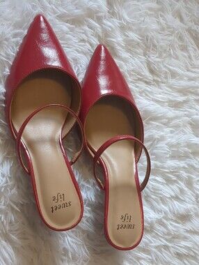 Red Pointed-Toe Strap Heels By Sweet Life . Size 8.5 Women